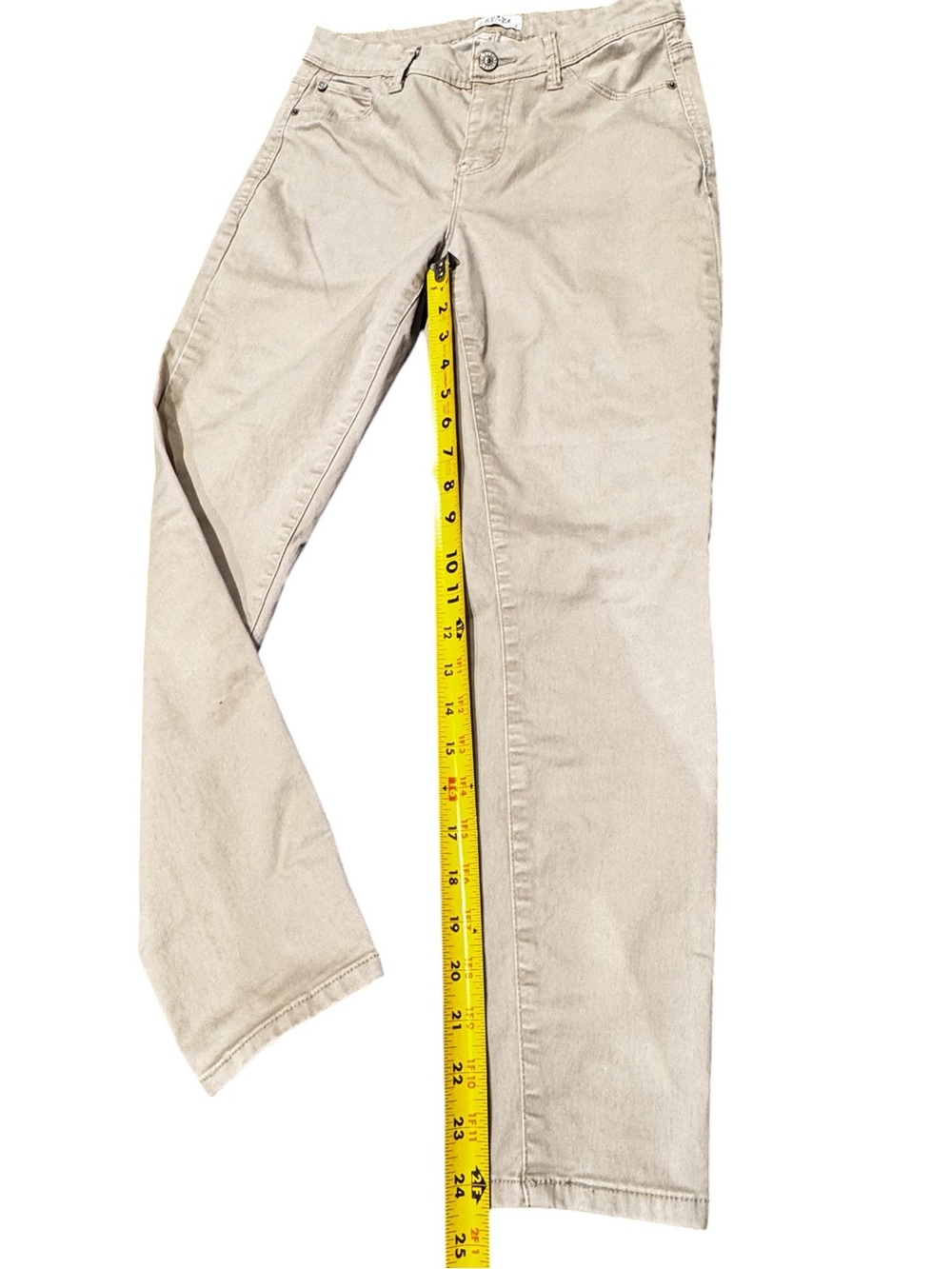 2 pair CURVE APPEAL Jeggings in Mint and Beige/Khaki Slim Stretch Pants, 8/29 - Picture 11 of 15